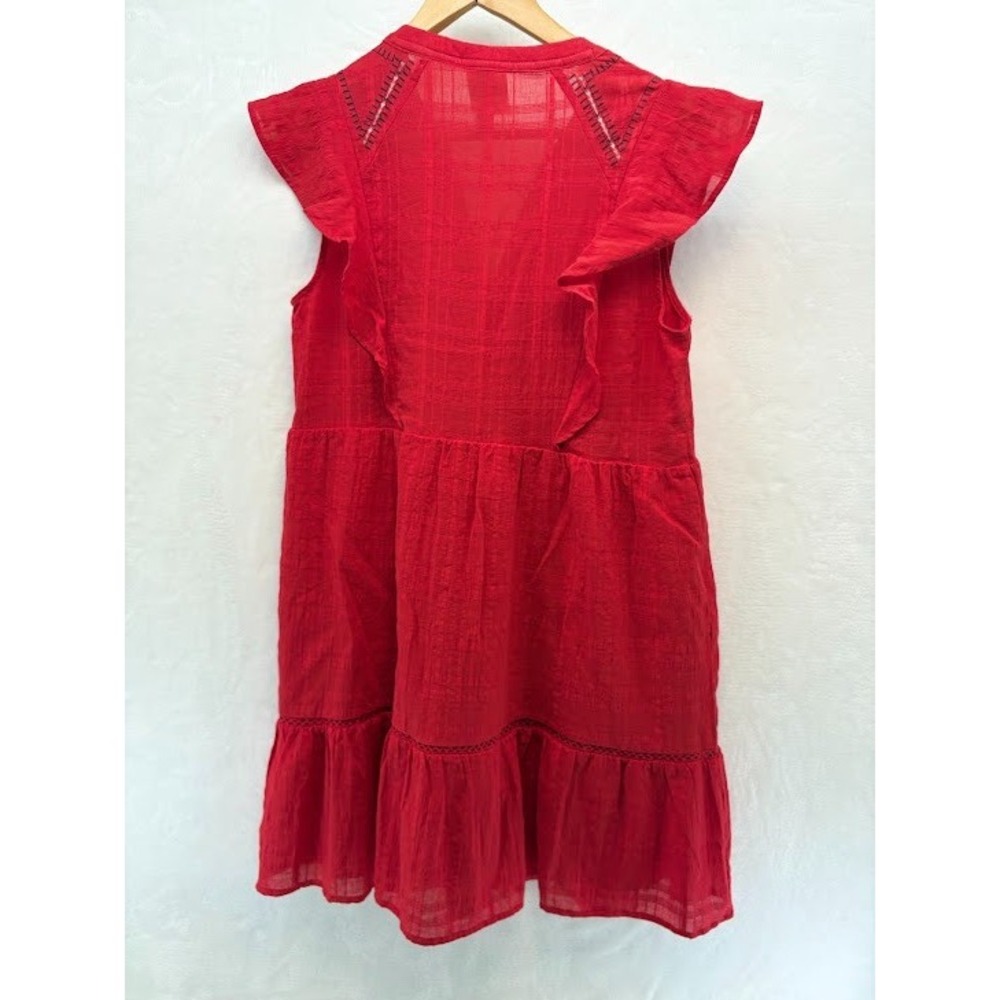 Knox Rose Size Medium Coral‎ Pink Boho Sundress Ruffled Sleeves Embroidery - Picture 4 of 7